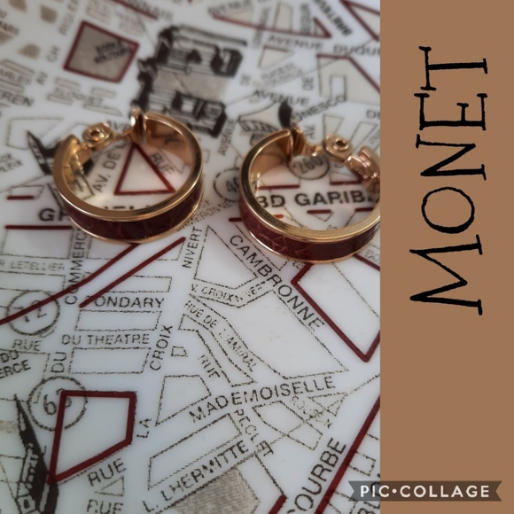 Monet Jewelry - Monet leather clip-on hoop earrings